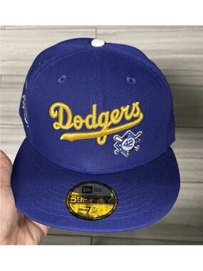 Los Angeles Dodgers Royal Blue & Gold New Era 59FIFTY Fitted Hat RARE SIZE 7 7/8